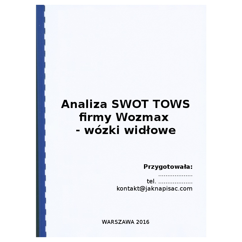 Analiza SWOT TOWS firmy Wozmax - wózki widłowe - przykład