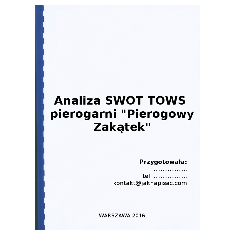 Analiza SWOT TOWS pierogarni "Pierogowy Zakątek" - przykład