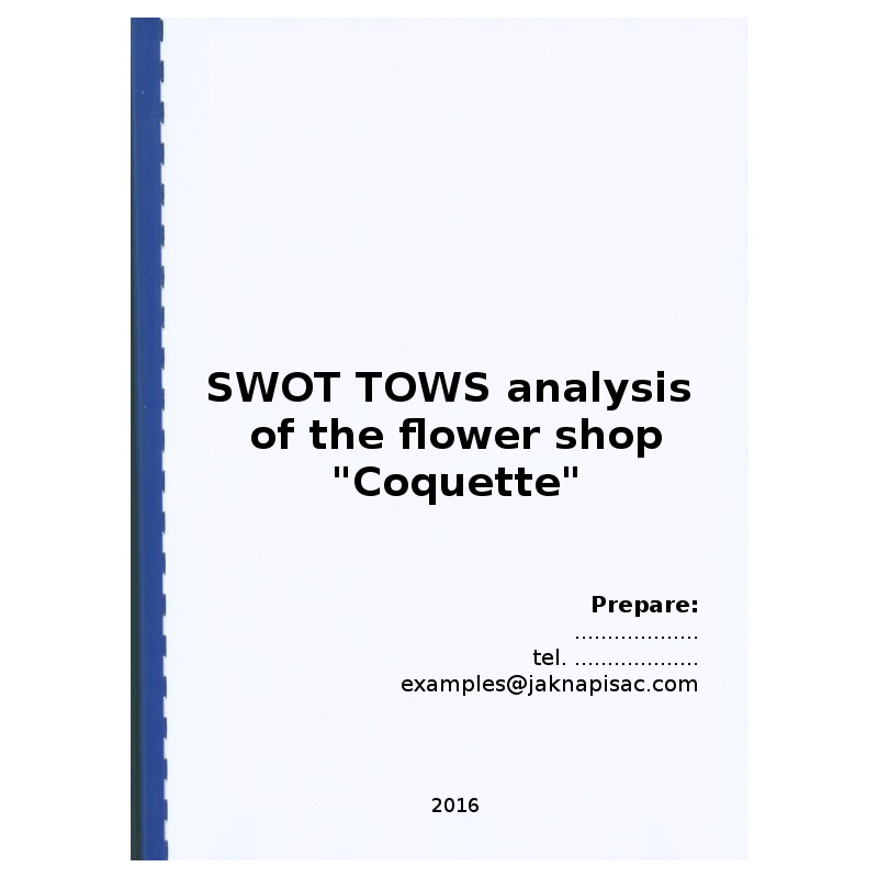 SWOT TOWS analysis of the flower shop "Coquette" - example