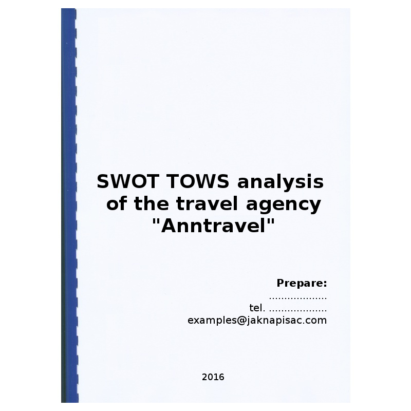 SWOT TOWS analysis of the travel agency "Anntravel" - example